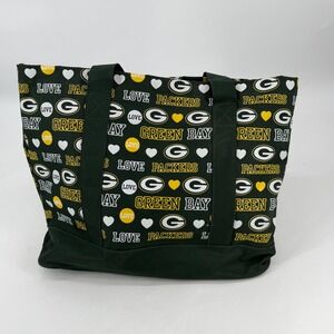 Green Bay Packers NFL Tote Bag Green Gold Love Hearts Gameday Fan Gear